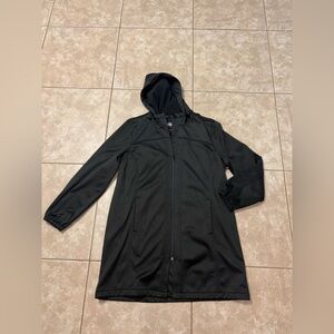 totes Black Hooded Trench Coat for Women